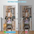 EZIGO 55 Inch Retractable Baby Gates Extra Wide Baby Dog Gate for Stairs | 34 Inch Tall Retractable Dog Gate, One-Hand Operation Mesh Safety Pet Gate for Deck, Porch, Doorways Indoor Outdoor, Gray