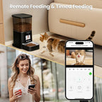 Automatic Cat Feeder with Camera, 2-Way Video& Audio, HD Video with Night Vision, 5G WiFi Pet Feeder, 5L Large Food Storage Container for Multiple Pet, Detachable for Easy Clean (Black)