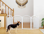 Foldable Pet Fence 144" Wide, 32" Tall,No-Assembly Dog Gate with Door,White | 6 Panels Metal Folding Freestanding Dog Gate Walk Through,Extra Accordion Puppy Folding Playpen for Doorways, Stairs,House