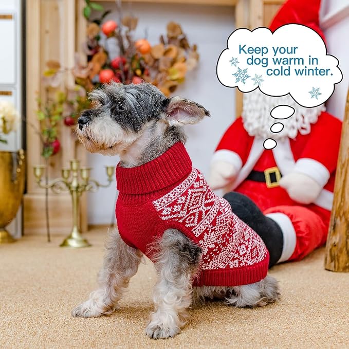 HOMIMP Dog Sweater Argyle - Warm Winter Clothes Puppy Soft Coat, Ugly Dog Sweater for Small Medium and Large Dogs, Pet Clothing Boy Girl, Red 2XL