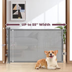 Retractable Baby Gates 2 Pack, 55" Wide Mesh Dog Gate Indoor | 34" Tall Gate for Stairs Doorways Hallways Deck, Child Pet Safety Gate for Indoor Outdoor Home Use, Grey