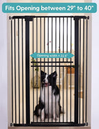 No Pawblems 55" Extra Tall Pet Gate, 29"-40" Wide Tall Dog Gate, Black | No Drilling Pressure Mounted, 1.37" Narrow Bar Spacing, Auto Close Tall Cat Gate for Doorway Hallway, One-Hand Operation
