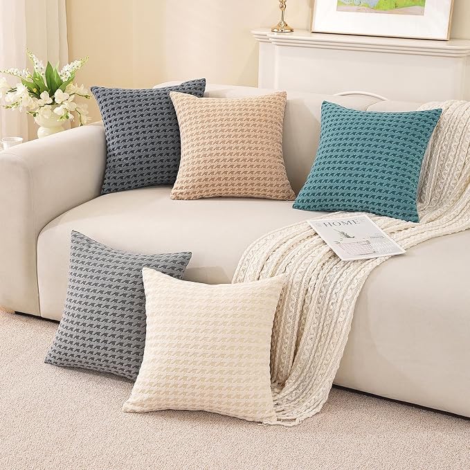 MAXIJIN Pack of 2 Throw Pillow Covers 18x18 Inch, Decorative Soft Couch Pillow Covers Square Accent Cushion Cover Farmhouse Pillow Cases for Sofa Bed Living Room Home Decor, Light Gray