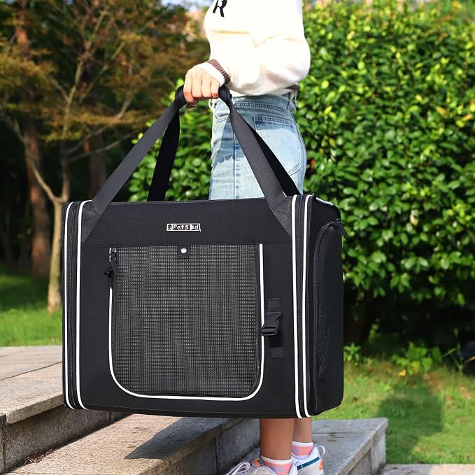 Petskd Portable Double Cat Carrier with Litter Box for Multiple Cats | 36"Lx17"Wx17"H, 2in1 Car Travel Carriers, Dual Large Cat Carrier, Lockable Safety Zippers, for Long Distance Travel