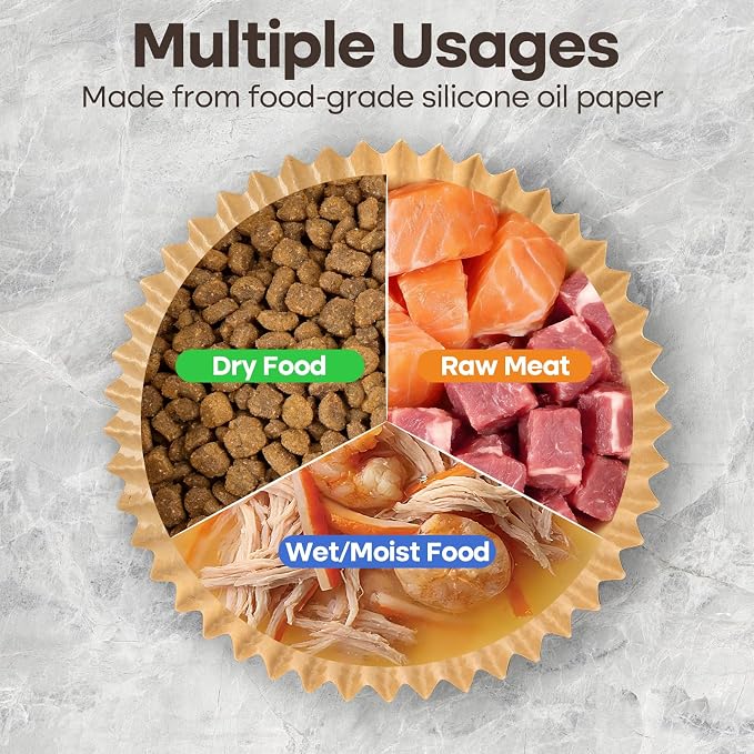 Bulk Disposable Cat Bowls Set (300 Pcs Cat Food Bowl Liners + 2 Pcs Stainless Steel Pet Bowls) Small Paper Bowls for Puppies, Kittens, Small Dogs and Cats, Ideal for Dry and Wet Food (Khaki, Classic)