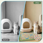 Cat Litter Mat, 24"x15" High-Density PVC Cat Litters Trapping Mat, Waterproof & Non-Slip Backing, Litter Box Catcher, Soft on Kitty Paws, Easy Washable Pet Supplies Bean-Green