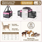 Top and 2 Sides Expandable Pet Carrier 17x11x9.5, TSA Airline Approved Small Dog Carriers for Small Dogs, Soft-Sided Cat Carrier with Self-Locking Zippers for Kitten,Rabbit, Puppy, Guinea Pig Pink