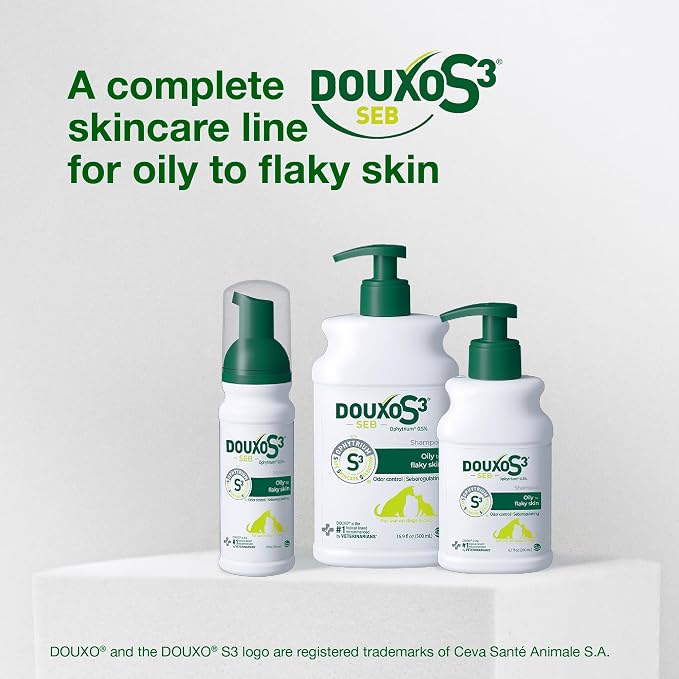Douxo S3 SEB Dog Seboregulating Shampoo, 0.5% Ophytrium, 6.7 fl oz | Seborrhea Treatment for Dogs & Cats, Helps Control Dandruff, Unpleasant Odors & Oily/Flaky Skin, 0.5% Ophytrium, 6.7 fl oz