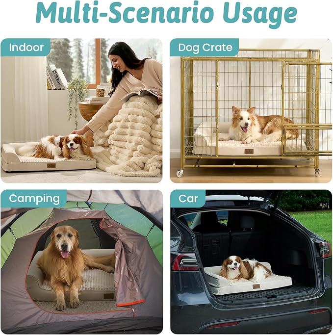 COZY KISS Orthopedic Dog Bed for Extra Large Dog 44x32 inch, XL Pet Sofa, Bolster Foam Bed with Sides, Non-Slip and Egg-Crate Big Dog Couch Bed with Washable Removable Cover, Beige