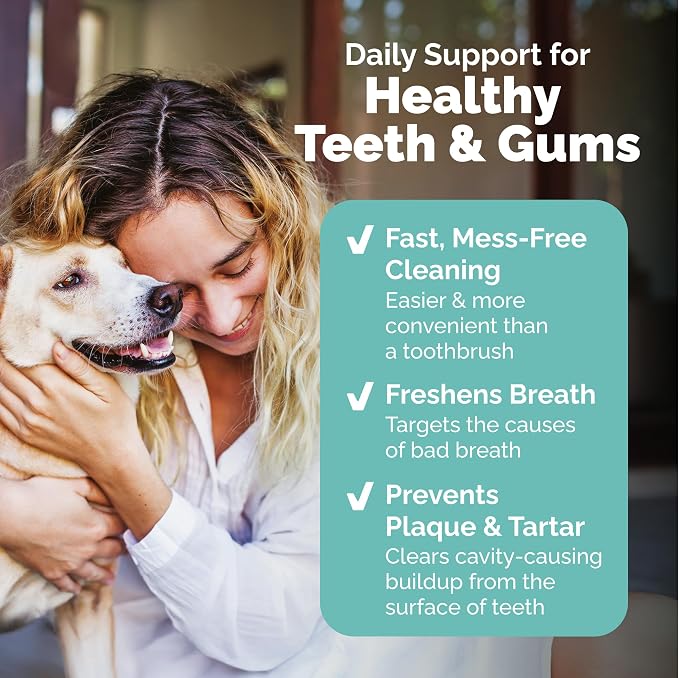 Vetnique Dentabliss Cat & Dog Dental Wipes, Toothbrush Alternative Mitt | Teeth Cleaning Finger Mitts for Plaque, Tartar & Breath, Toothbrush & Toothpaste Alternative, Peppermint or Chicken, Cat-Safe