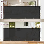 96" Retractable Baby Gate, Long Mesh Dog Gate for Garage Deck Porch | Strong Suction Disc Prevent Crawling Under, 34" Tall Child Safety Gate for Large Openings, Indoor Outdoor Use, Black