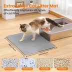Extra Large Cat Litter Mat, Double Layer Honeycomb Design, Gray | 30x22”, Reduces Litter Tracking, Easy to Clean, Waterproof, Non-Slip, Soft on Paws, Scratch Resistant, Gray, XL