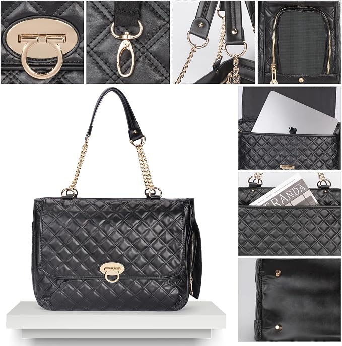 Fashion Pet Carrier Dogs Cat Small Animals Purse Bag, Leather Pet Carriers Dog Puppy Kitten Tote Travel Handbag TSA Airline-Approved