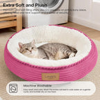 Love's cabin Round Donut Cat and Dog Cushion Bed, 20in Pet Bed for Cats or Small Dogs, Anti-Slip & Water-Resistant Bottom, Super Soft Durable Fabric Pet beds, Washable Luxury Bed Hot Pink