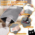 Cat Litter Mat 30"x24", Double Layer Waterproof Litterbox Mat, Gray | Non-slip backing, washable for easy cleanup, traps stray litter with waterproof honeycomb large grid that is urine-proof.