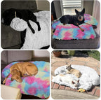 GGIB Calming Dog Bed Fluffy Plush Dog Mat for Furniture Protector with Removable Washable Cover for Large Medium Small Dogs and Cats (Medium, Rainbow)