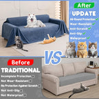 Loiion Cat Scratch Proof Furniture Protector Waterproof Sofa Cover 134"x71" | Pet-Friendly Couch Protector, Anti-Scratch & Anti-Slip Sofa Cover For Cats Dogs Kids, Machine Washable