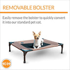 K&H Outdoor Elevated Dog Bed, Bolster Pet Cot, Medium 32x25in, Chocolate | Pet Cot for Medium & Large Pets, Washable Mesh Center Hammock with removable Washable Bolsters, Indoor / Outdoor Dog Bed