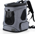 Petsfit Dog and Cat Backpack Carrier, Padded Waist Support, Up to 18 lb | 13.5 x 12.5 x 17.5 in; reinforced frame, 600D Oxford, 4 mesh panels, lockable zippers, safety tether and washable mat.