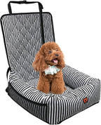 Dog Car Seat for Small and Medium Dogs, Booster Seat Sofa Pet Bed, Portable Car Travel Carrier Bed (Black Stripes-Thick Filling)