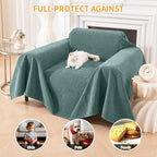 Deep Dream Cat-Scratch Resistant Armchair Couch Cover, Waterproof Sofa Cover for Dogs, Pet Friendly Couch Protectors Anti Slip Thickened Slipcovers for Dogs Pets, 71" x 91", Green
