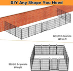 Getlay Garden Fence with Gate 32 in(H)×26.6 Ft(L) 12 Panels, Heavy Duty Iron Animal Barrier Fence for Yard, Suitable for Indoor Pet Fence Or Outdoor Dog Fencing