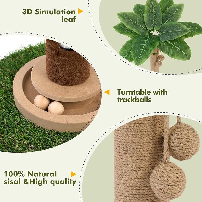 Woochpet Tall Cat Scratching Post,Cat Toys,Cat Scratcher Tree for Large Cat | Heavy Duty,Protect Sofa,Modern Boho,Cat Ball Track,Cat Tree,For Indoor Cats