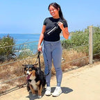 Hands Free Dog Leash with Waist Pouch, Reflective Bungee, Dogs Up to 100 lb | Adjustable 25-45 in belt, dual padded handles and lightweight pouch for walking, running, hiking and training dogs, black