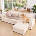 FUANGUI 2 Pack Waterproof Couch Cover for Dogs Pets Sofa Protector | Non-Slip Washable Fuzzy Soft Sofa Slipcover for 2 PCS L Shaped Sofa Pet Friendly, 27.6" x 59.1"+27.6" x 70.9", Beige