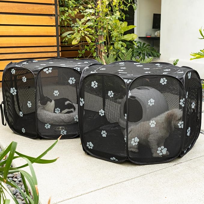 2-in-1 Cat Playpen, Pop Up Dog Pet Playpen for Indoor Outdoor Cats Enclosed, Portable Pet Playpen, Kitten Puppy Foldable Play Pen Cat Dog Tent Crate Cage Kennel(No Divider, Unified Space)