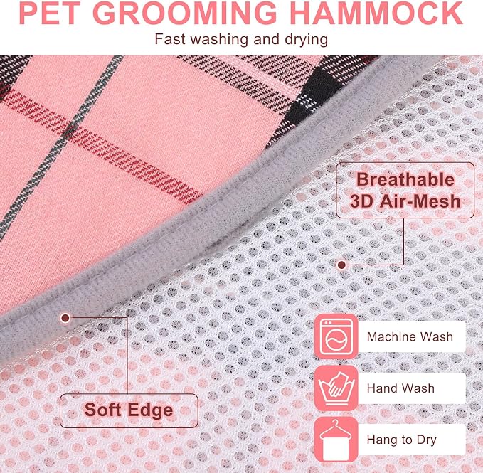 BEAUTYZOO Dog Grooming Hammock for Small Dogs/Cats, Nail Trim Restraint, S | Dog Hanging Harness for Nail Trim, Adjustable Hook & Loop,Soft Neck Support &Dual Safety Straps for Stress-Free Grooming,Pink