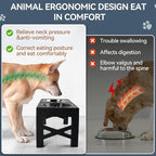 PAWISE Elevated Dog Bowls, 5 Height Adjustable Raised Dog Bowl Stand with 1 Slow Feeder Bowl & 2 Stainless Steel Bowls, Non-Slip Dog Feeding Station for Large, Medium, Small Dogs and Cats, Black