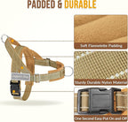 SlowTon No Pull Dog Harness - Heavy Duty Dog Harness and Leash Set for Medium Large Dogs, Reflective Tactical Harness with Soft Padded and Front Clip for Easy Walk and Training (Tan M)