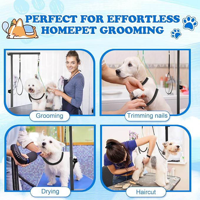 Breeze Touch Dog Grooming Table Arm with Clamp 32in, Pet Dog Grooming Table for Small Dogs at Home Foldable, Cat Dog Grooming Harness Stand Holder Portable for Trimming Nails, Drying, Haircut
