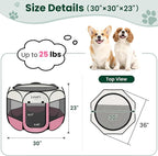 Love's cabin Pet Puppy Dog Playpen, Medium Dog Tent Crates Cage Indoor/Outdoor, Portable Playpen for Cat, Foldable Pop Up Dog Kennel Playpen with Carring Case, Removable Zipper Top, Light Pink