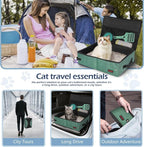 Portable Cat Travel Litter Box. Zipped Lid, Collapsible Litter Box for Cats. No Leakage, No Smell. Easy to Carry. Used for Hotels, Camping, Car (Green, M)