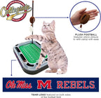 Cat Scratching Toy NCAA Louisville Cardinals Football Field Cat Scratcher Toy + Interactive Cat Ball Bell in Tracks. 5-in-1 CAT Toy: Cat Wand Poll + Catnip Filled Plush Football & Feathers