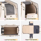 Dog Purse Carrier for Small Dogs, Stylish Foldable Pet Carrier Purse Tote Bag with Washable Cushion & Safety Leash, Airline Approved Puppy Travel Bag with Pockets (White)