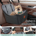 Lealchum Dog Car Seat for Medium Dogs Up to 40lbs,Fully Detachable and Washable,Memory Foam Covered Soft Fabric,Easy to Install with Adjustable Straps,Anti-Slip Base,2 Side Pockets(Black/Grey,Medium)