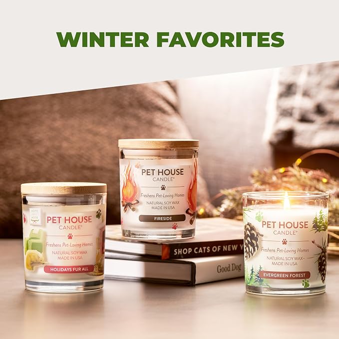 Pet House Vanilla Candle Plant-Based/Soy - Clean Burning Scented, Long Lasting Pet Odor Candle for Home - Fresh Citrus