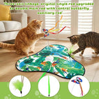 Cat Toys Interactive Rechargeable,Moving Concealed Feathers(Green) | Real Mouse Squeaky,Touch Activated Cat Kitten Toy Exercise Toys for Indoor Bored Adult Cats
