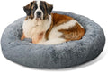 Best Friends by Sheri The Original Calming Donut Dog Bed for Extra-Large Dogs up to 150 lbs, Shag Faux Fur, Gray, 45" x 45"