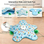 Automatic Interactive Cat Toy Hide and Seek Electric Toy with Feather Wand Bird Sounds Touch Activated USB Rechargeable Play Mat for Indoor Cats Self Play Exercise for Kittens and Cats