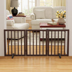 Brown 18-55" Wide Dog Gate, Bamboo Dog Gates for the House Doorways, Freestanding Pet Gates for Dogs, Doogie Puppy Fence Gate