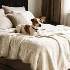 gogobunny Waterproof Bed Blanket, Reversible Sherpa Fleece Throw Blanket for Dog Puppy Cat, Furniture Cover Protects Bed Couch Sofa from Liquid Pee and Pet Fur (Cream, 50x60 inches)