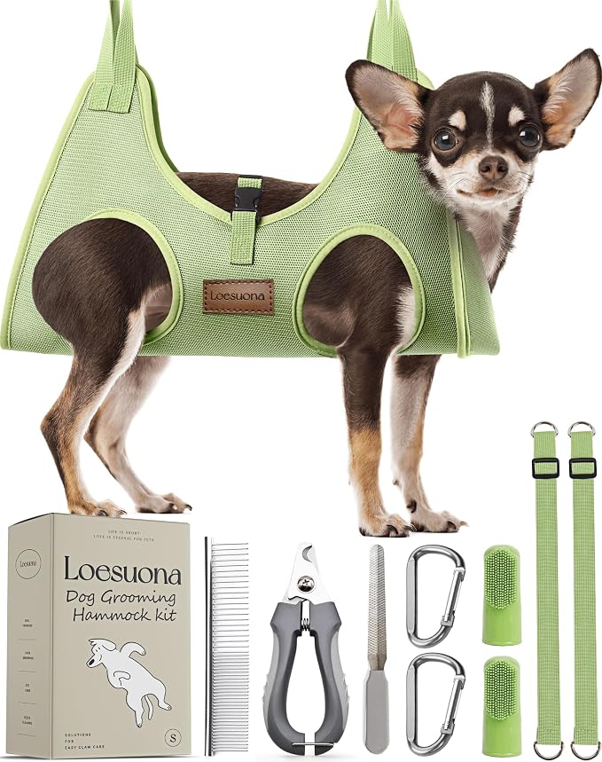Dog Grooming Hammock – for Dogs Cat Grooming Hammock,Dog Sling for Nail Trimming with Dog Nail Clippers for Small Dogs,Dog Hammock for Nail Trim,Dog Hanging Harness for Nail Trimming