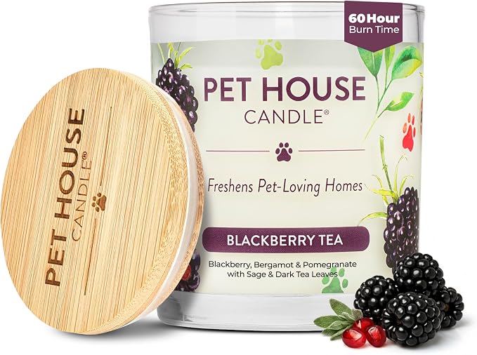 Pet Candle 9 OZ Plant-Based Spring Candle with a 60 Hour Burn Time - BlackBerry Tea
