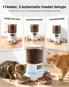 Automatic Cat Feeder for 3 Cats with WiFi Control, Anti-Jam System, 6L | Fresh-Keeping Cat Food Dispenser with Dual-Effect Desiccant System, 10S Voice Recorder for Cats and Small Dogs