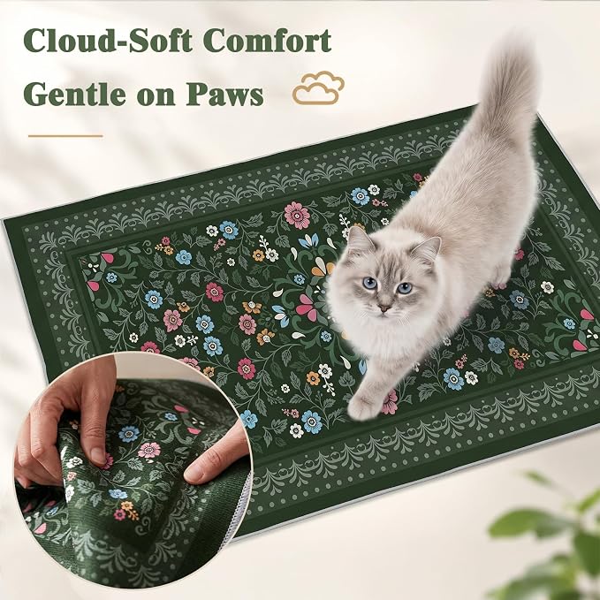 Bienbee Cat Litter Mat, 2 Pack 33" x 22" Machine Washable for Litter Boxes | Cat Litter Rug with Waterproof Backing, Non-Slip Grip and Soft On Kitty Paws to Catch Litter and Protect Floor