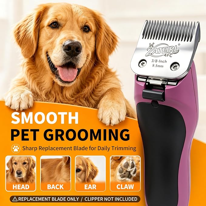 6 Pack Pet Grooming Clipper Blades with Ceramic Cutters, Sizes 10, 30, 7FC, 5FC, 4FC & 3-3/4FC, Silver, Compatible with Andis, Oster A5, Wahl KM10 A5 Style Dog Clippers